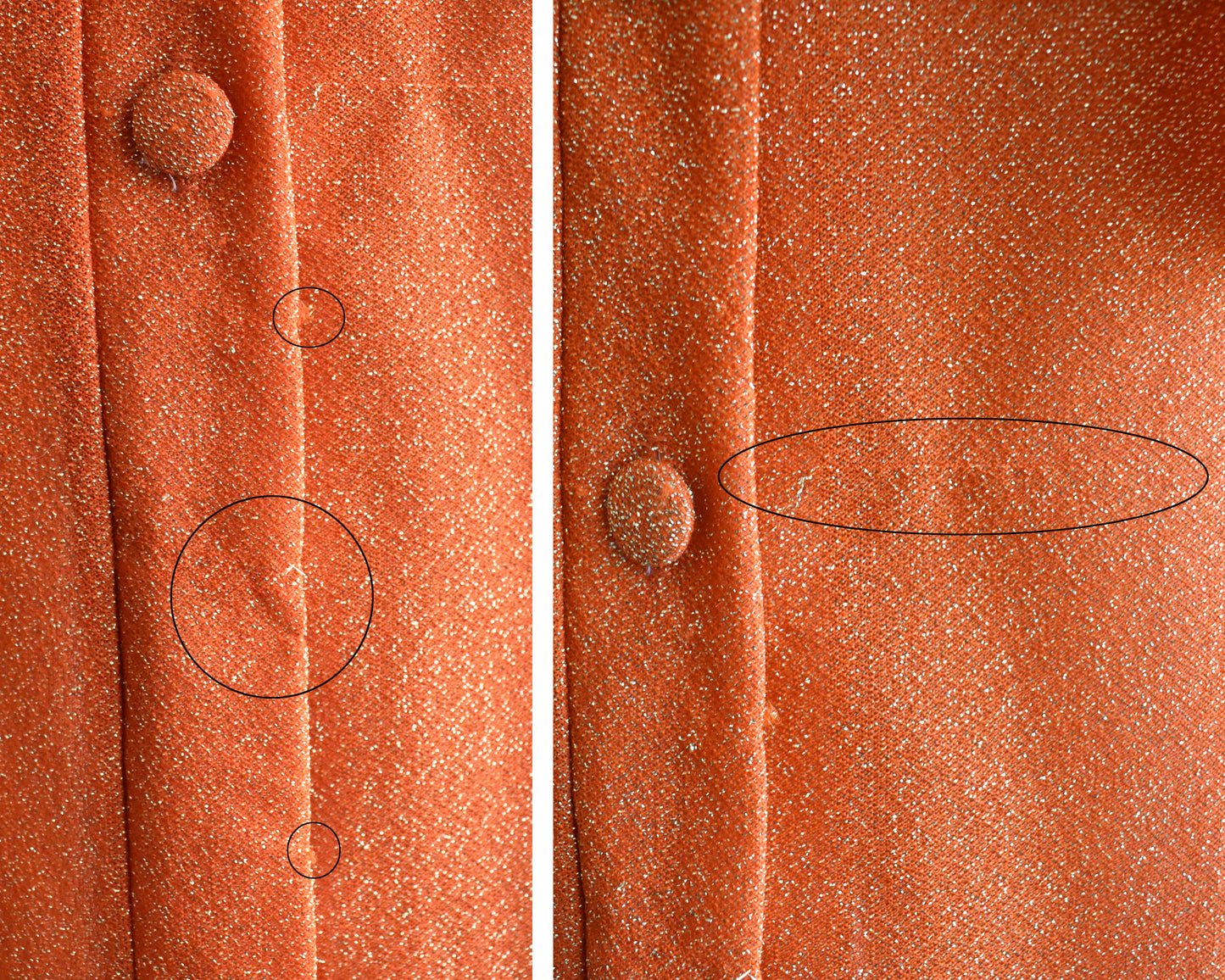 a side by side photo of small flaws which included a few snags and run