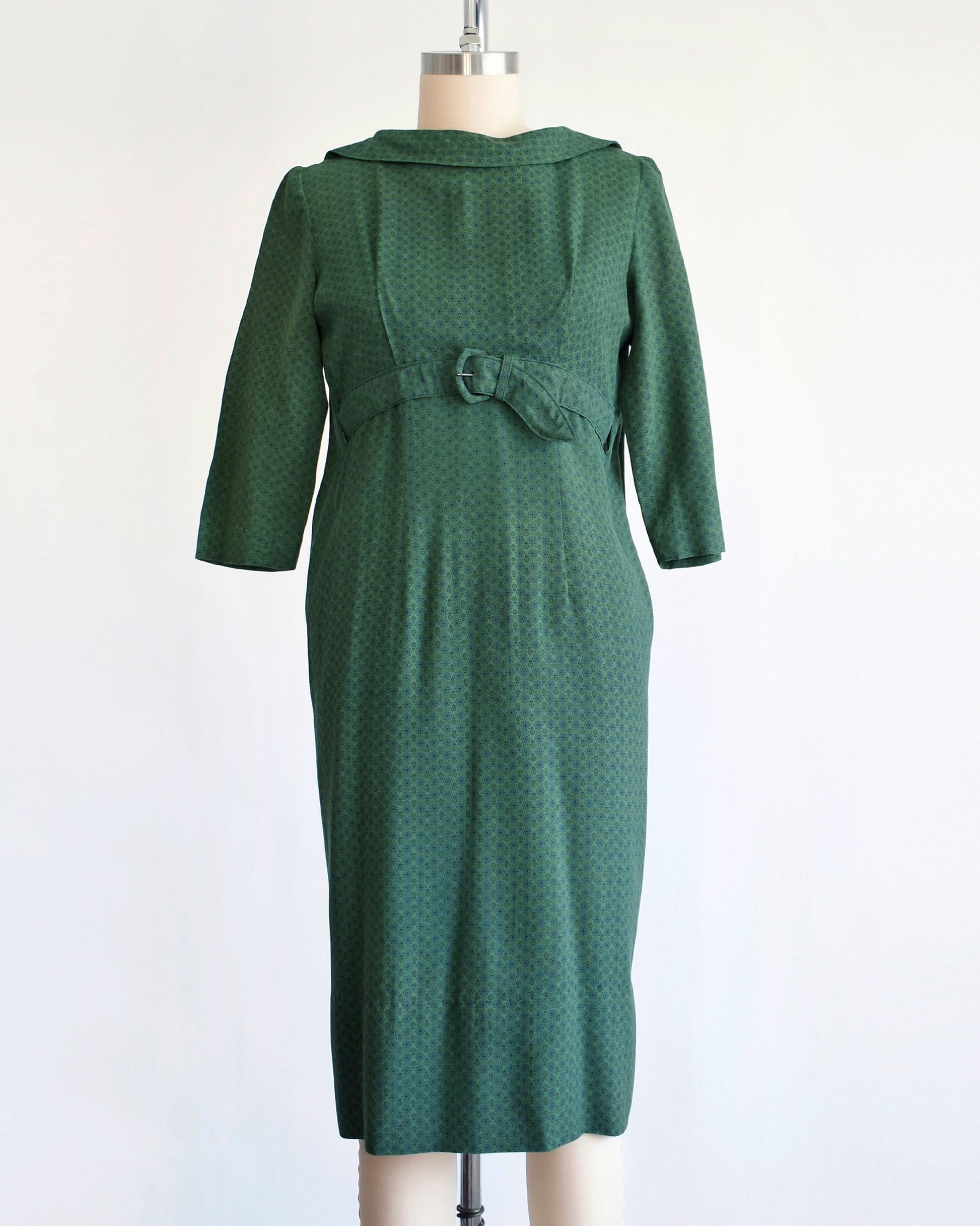 Vintage 1950s/1960s Green Floral Wiggle Dress | medium large Rust Belt Threads Vintage 1950s/1960s Green Floral Wiggle Dress | medium large Rust Belt Threads