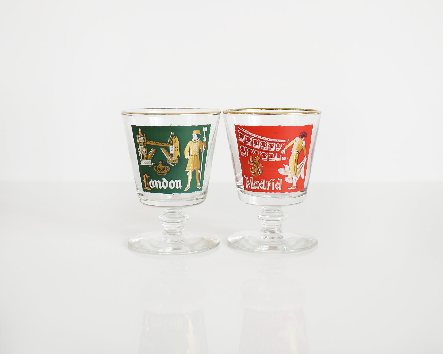The London and Madrid glasses