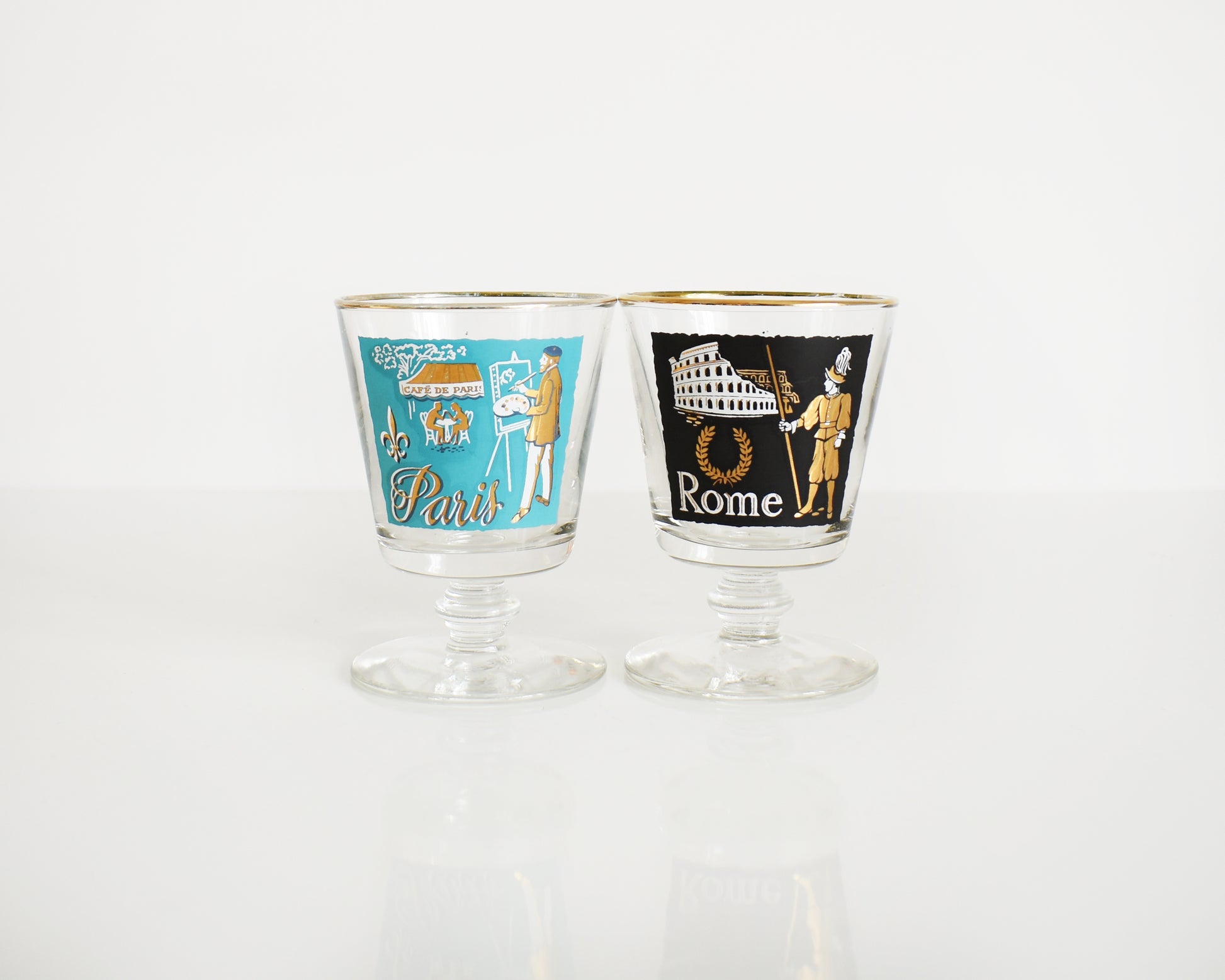The Paris and Rome glasses