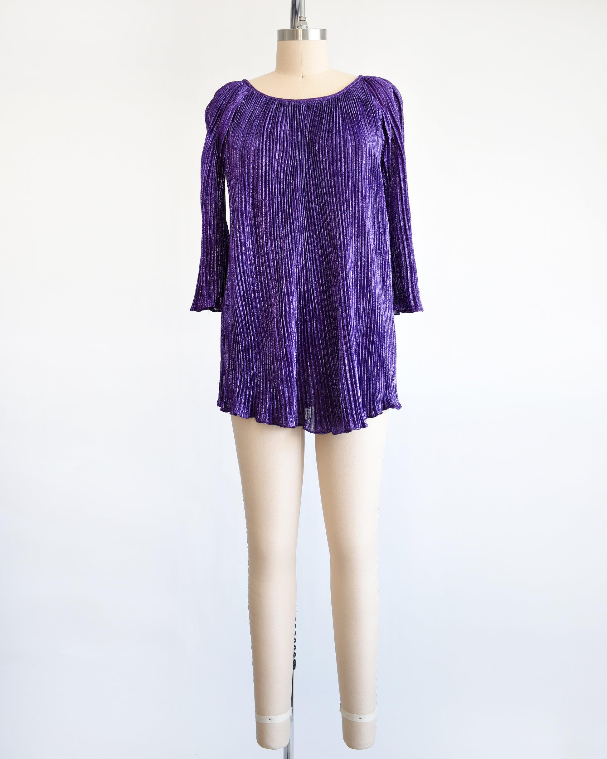 a vintage 1960s metallic purple mini dress/tunic