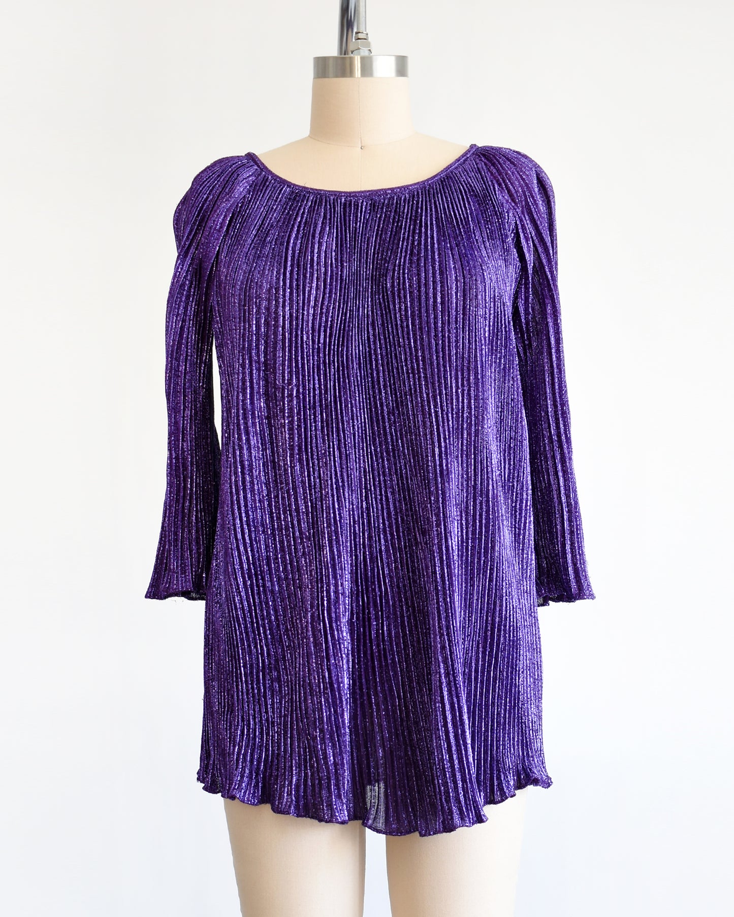 a vintage 1960s metallic purple mini dress/tunic