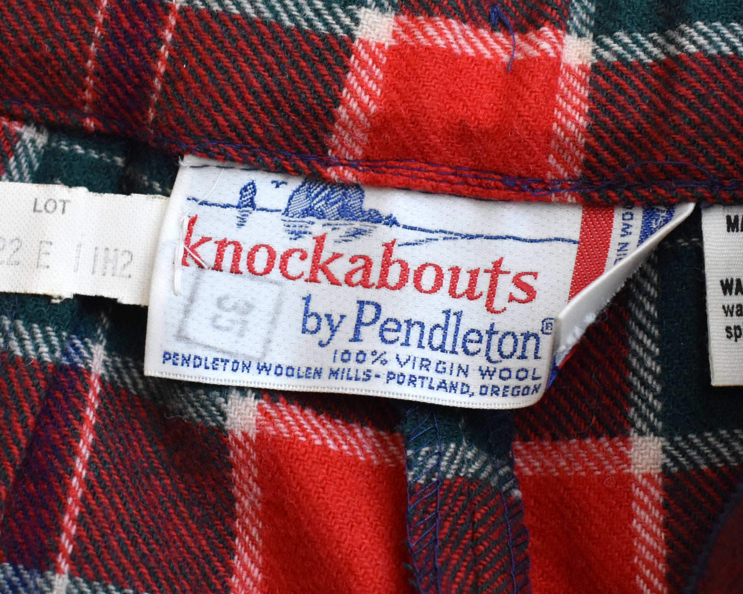 close up of the tag which says knockabouts by Pendleton