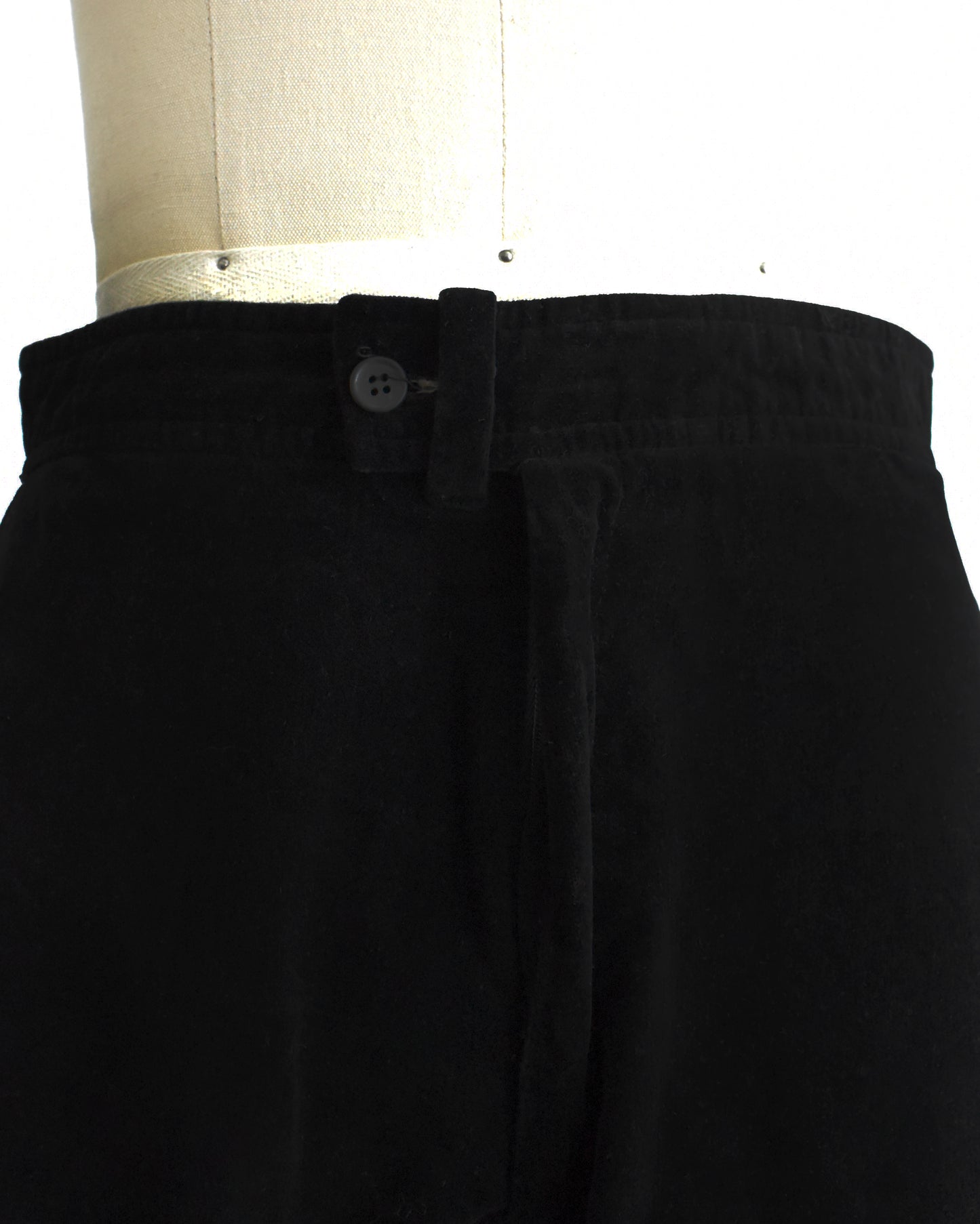 close up of the button on the waist of the pants