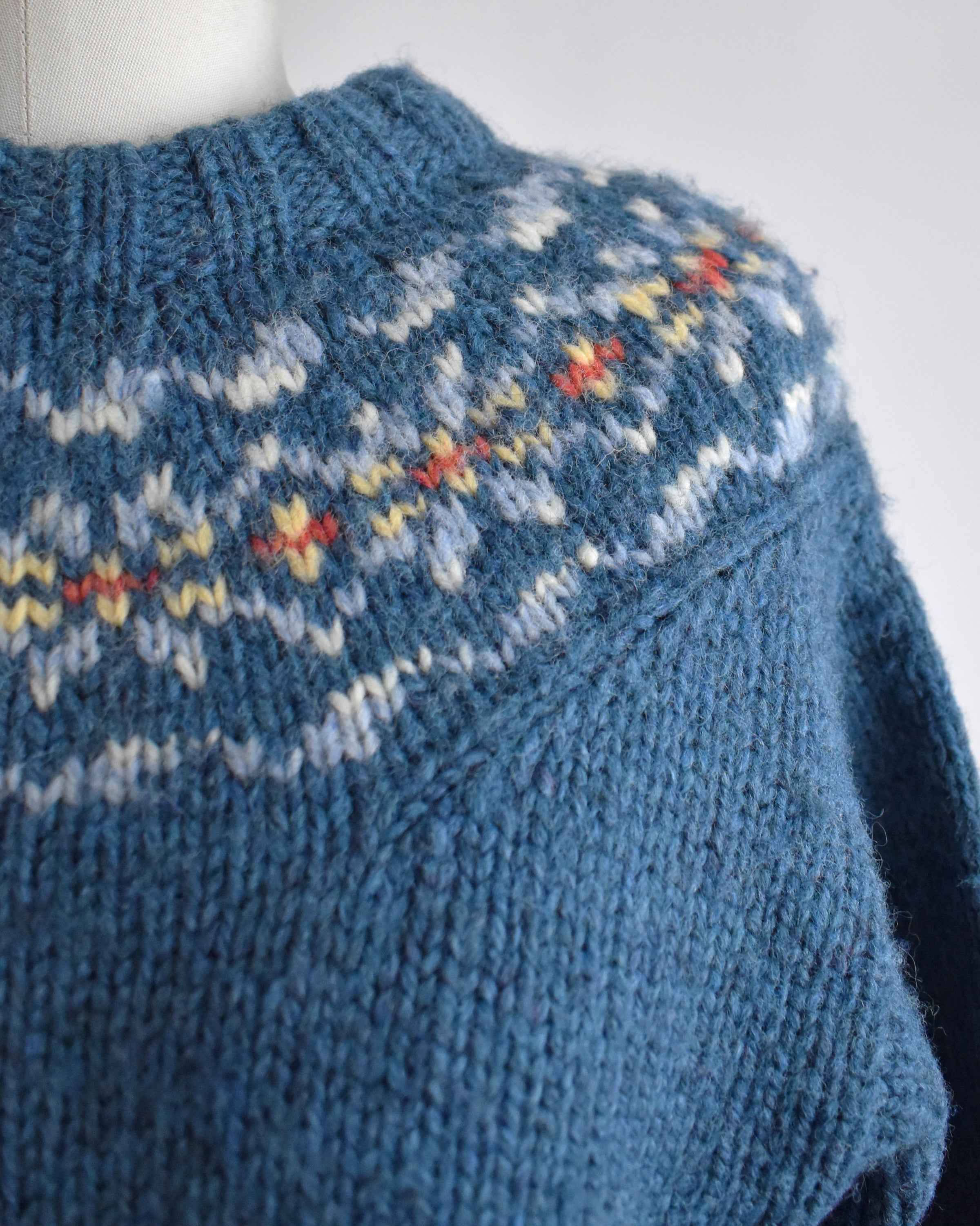 Vintage 1970s Blue Shetland Wool Sweater | small/medium – Rust