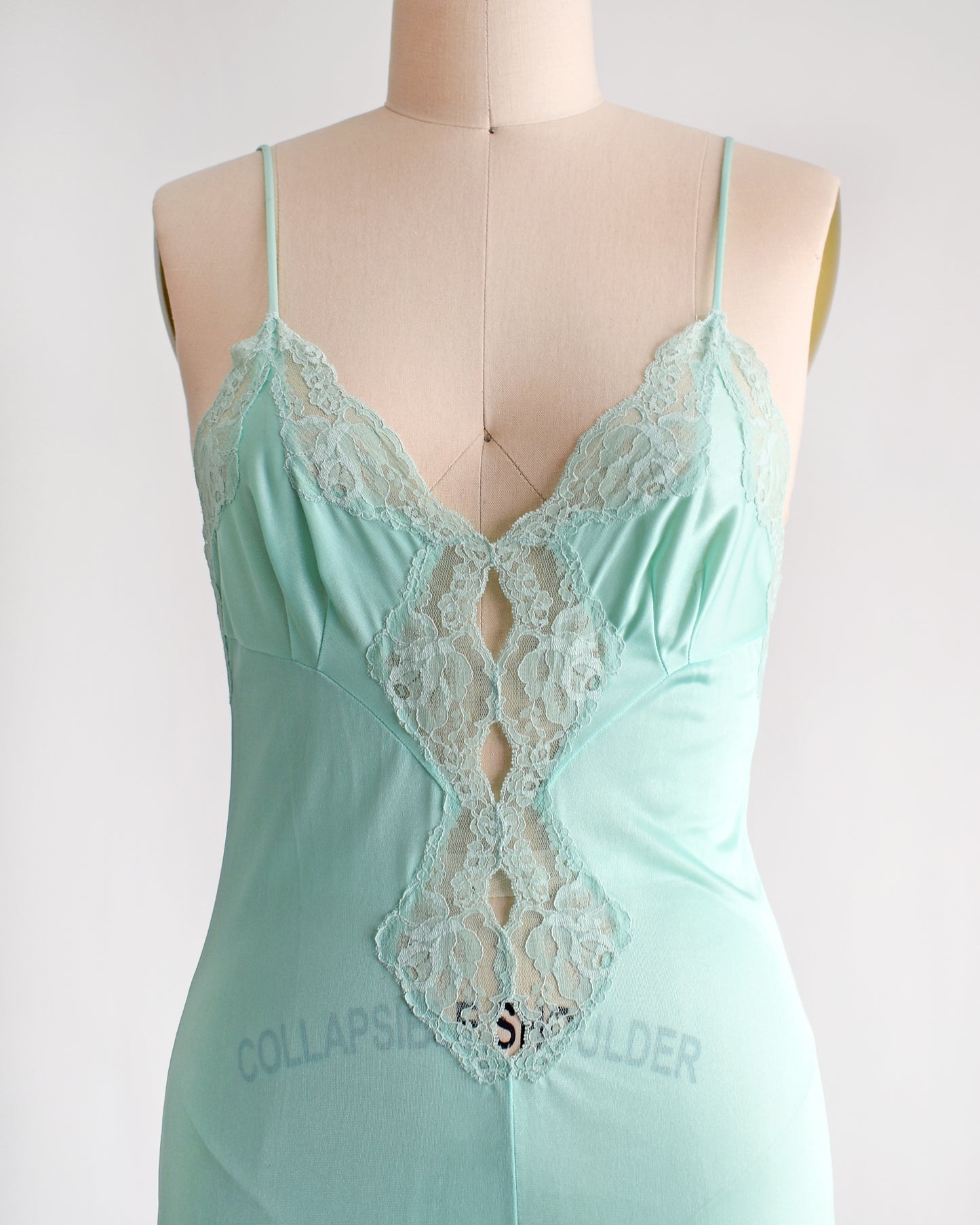 Close up of the bodice which shows the lace detail
