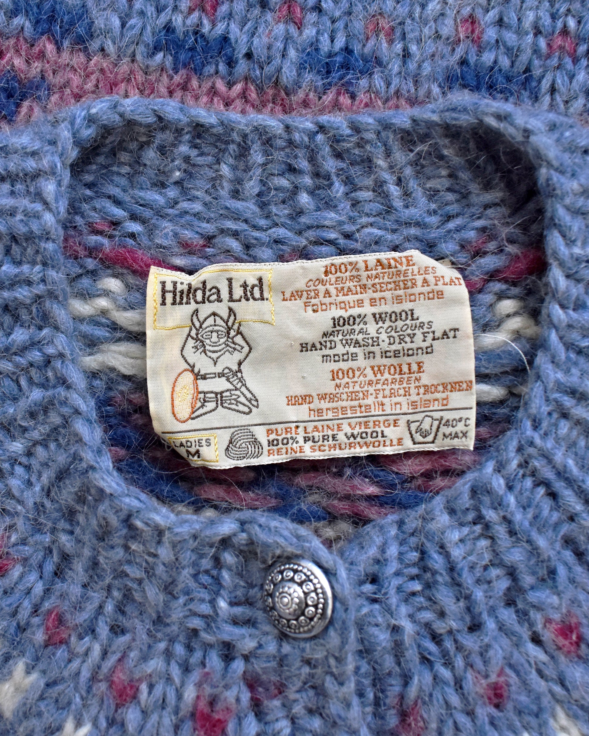 close up of the Hilda Ltd label