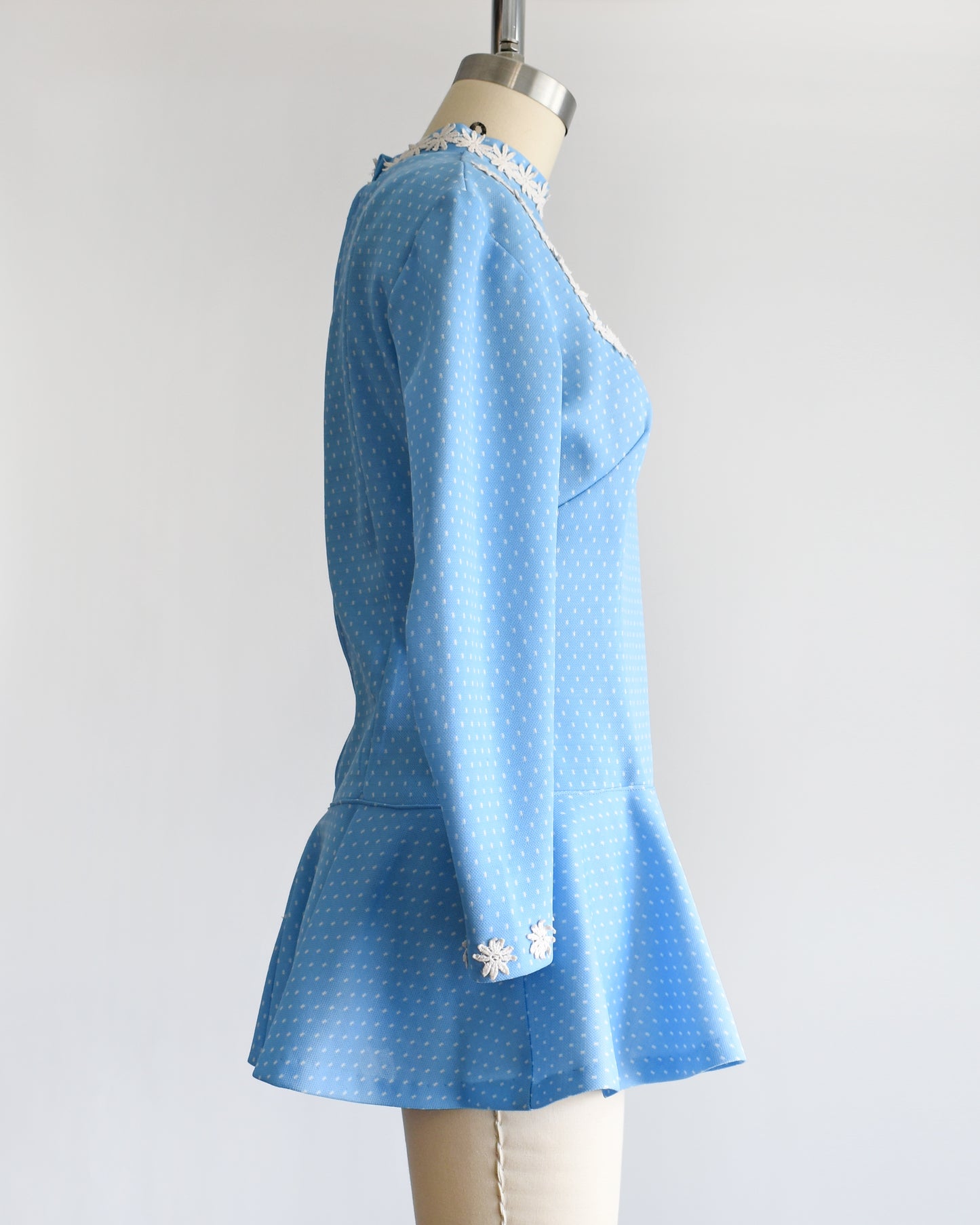 Vintage 1970s Blue Mod Figure Skating Leotard | xs/small