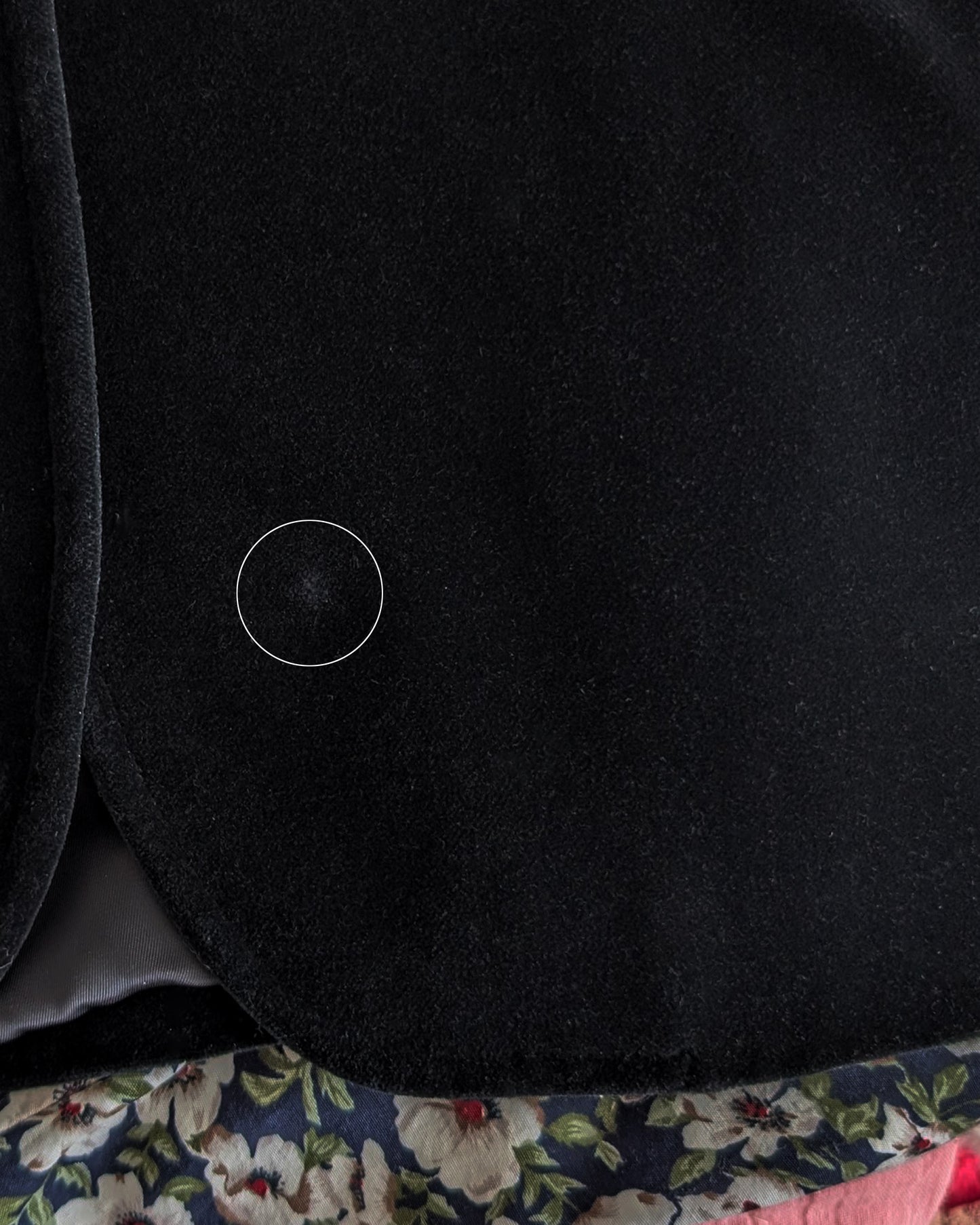 close up of a worn spot on the fabric