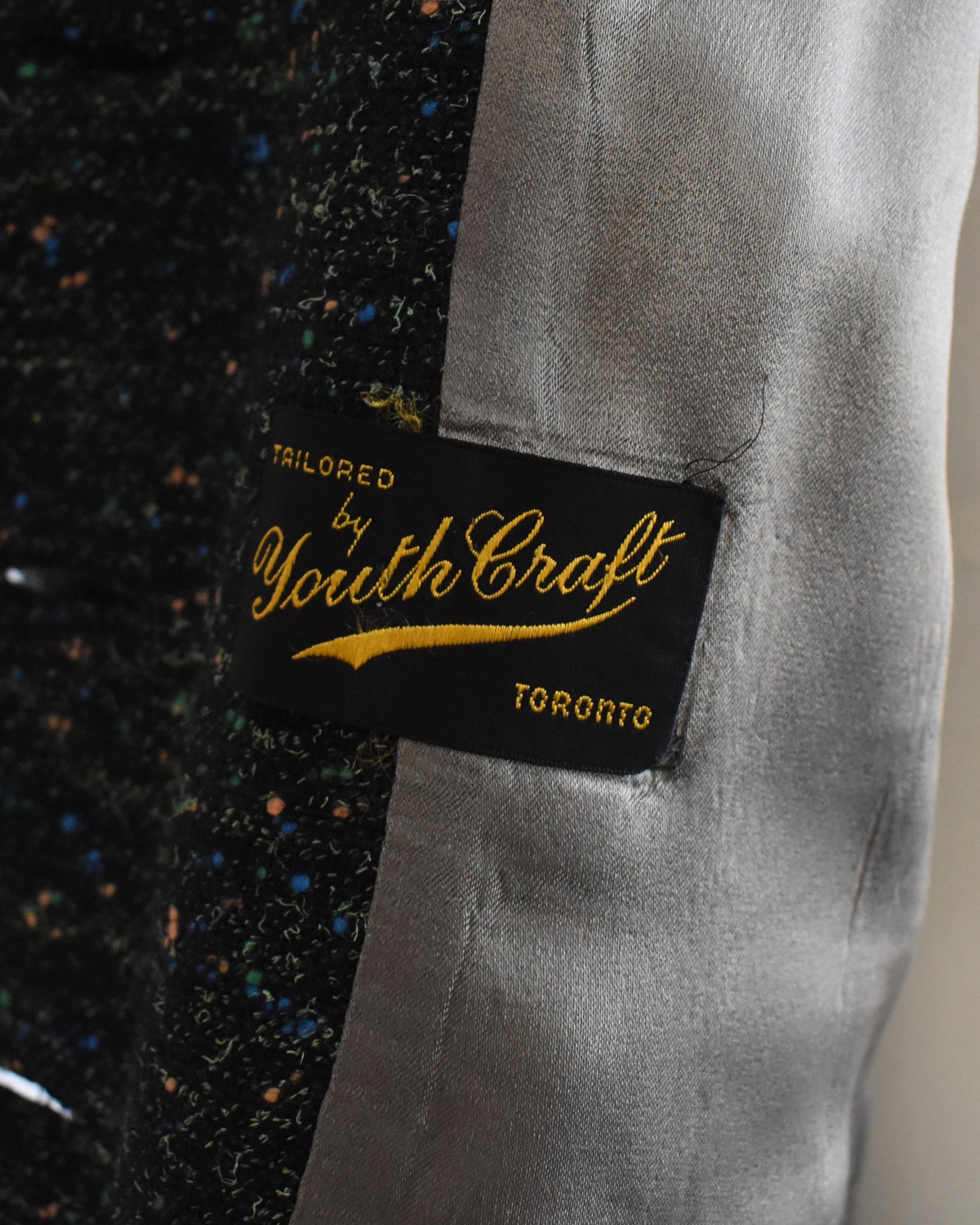 Vintage 1950s Black Flecked Wool Blazer Suit Jacket | medium/medium large