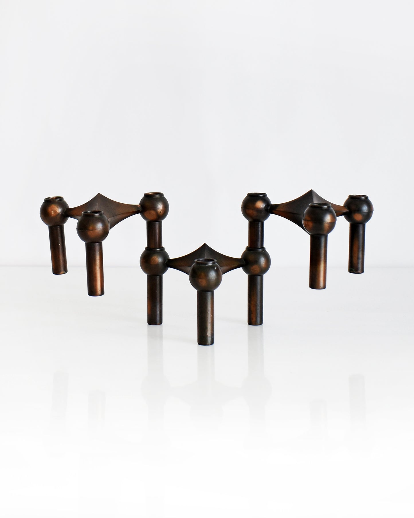 a set of three vintage late 1960s early 1970s modular candle holders