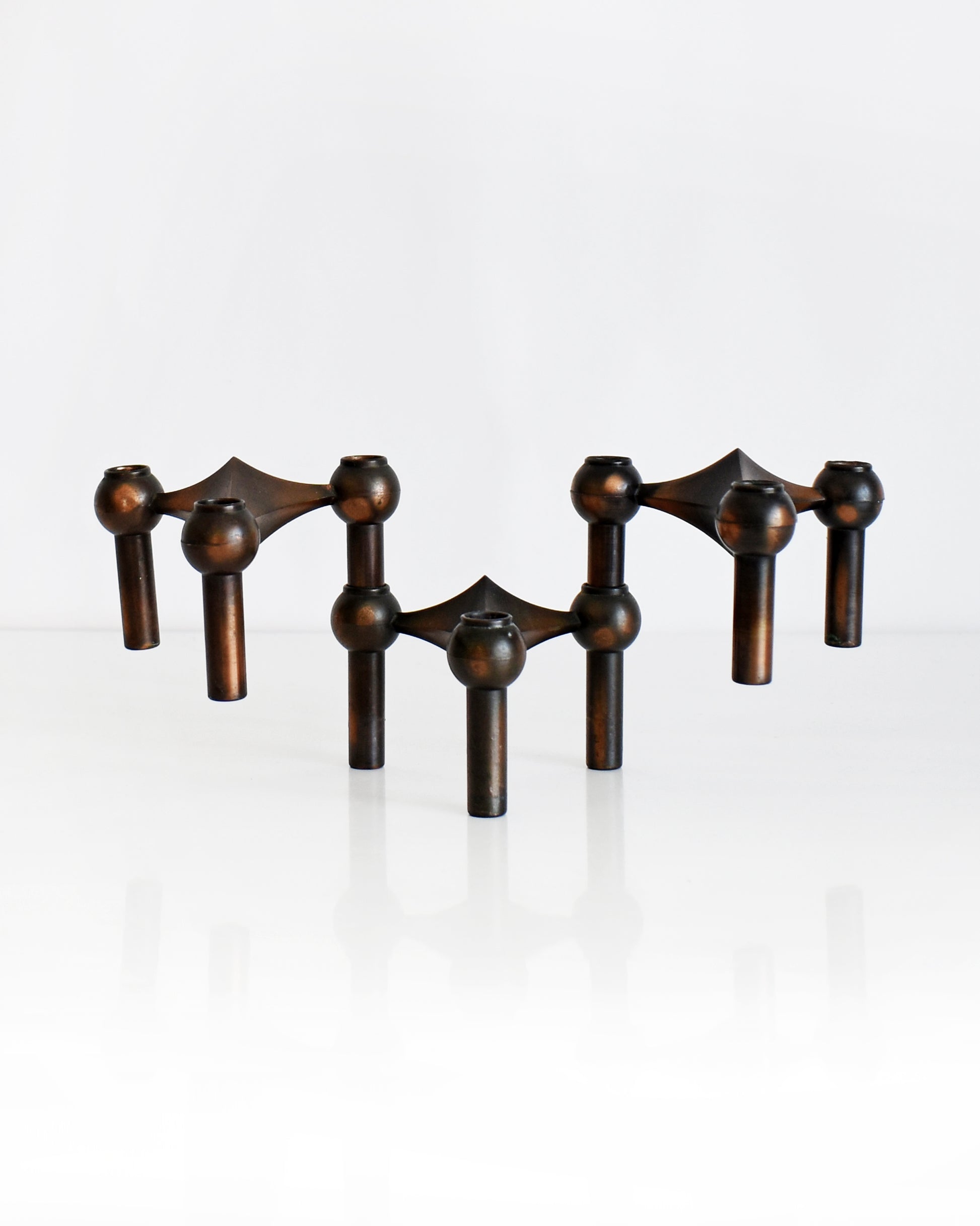 a set of three vintage late 1960s early 1970s modular candle holders