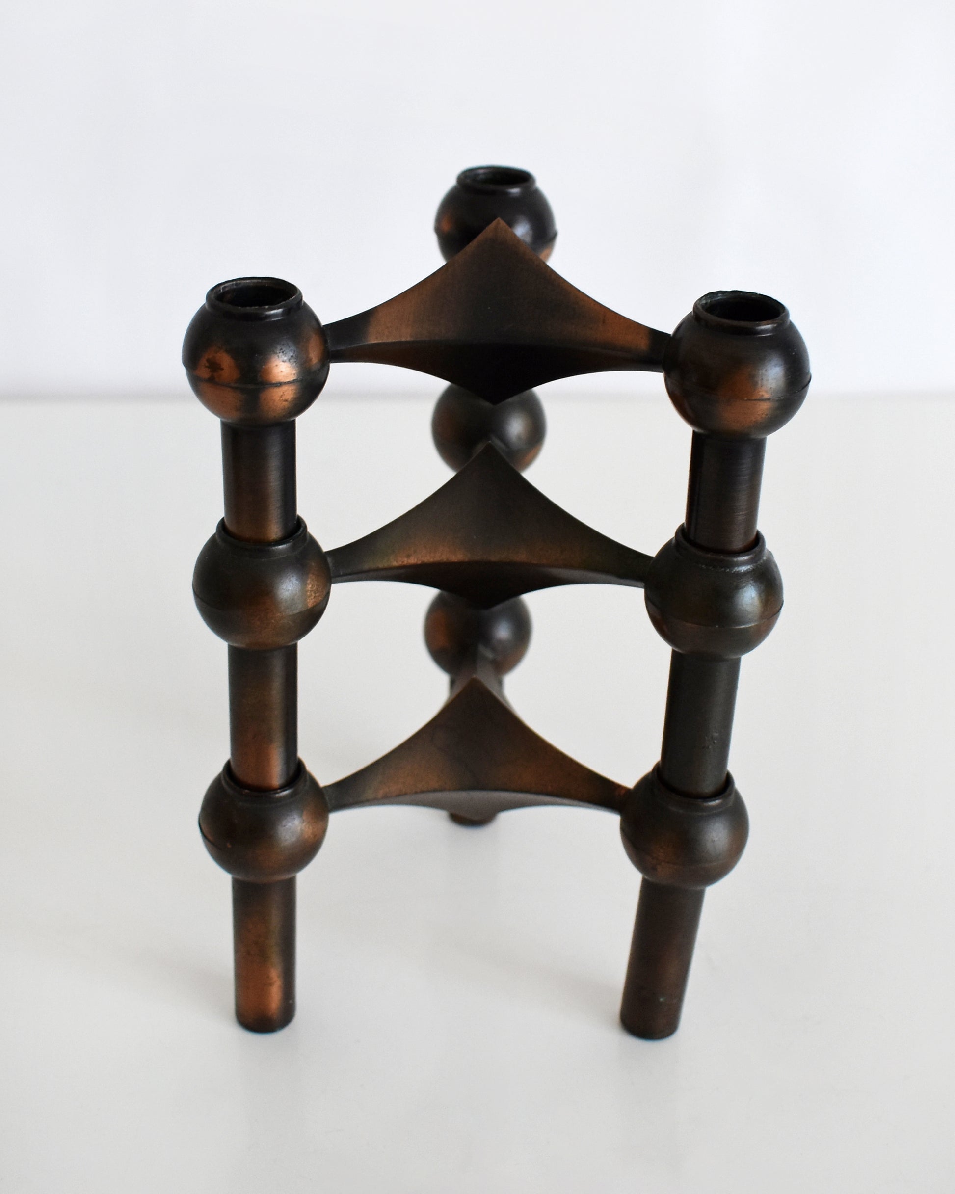 a set of three vintage late 1960s early 1970s modular candle holders