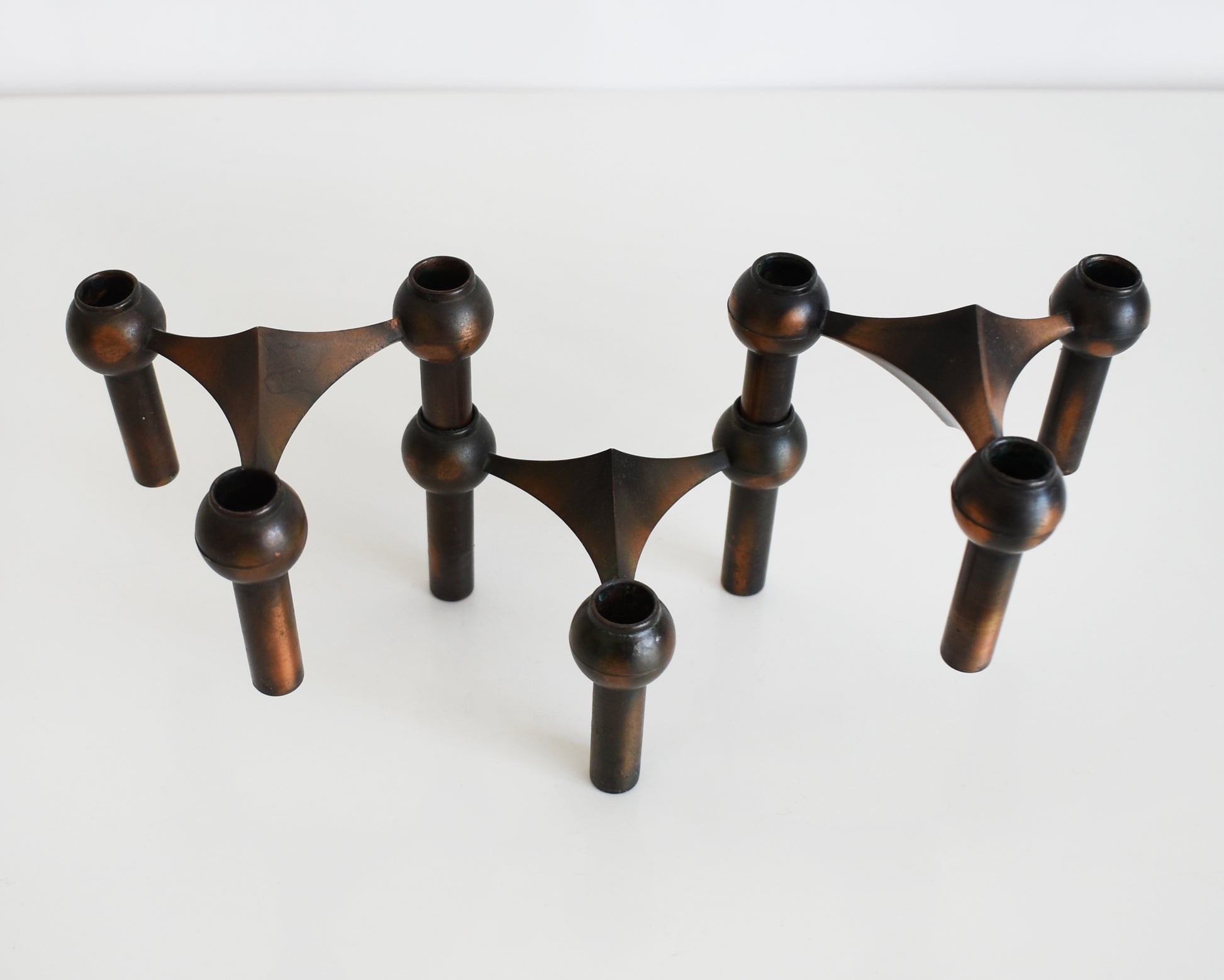 a set of three vintage late 1960s early 1970s modular candle holders