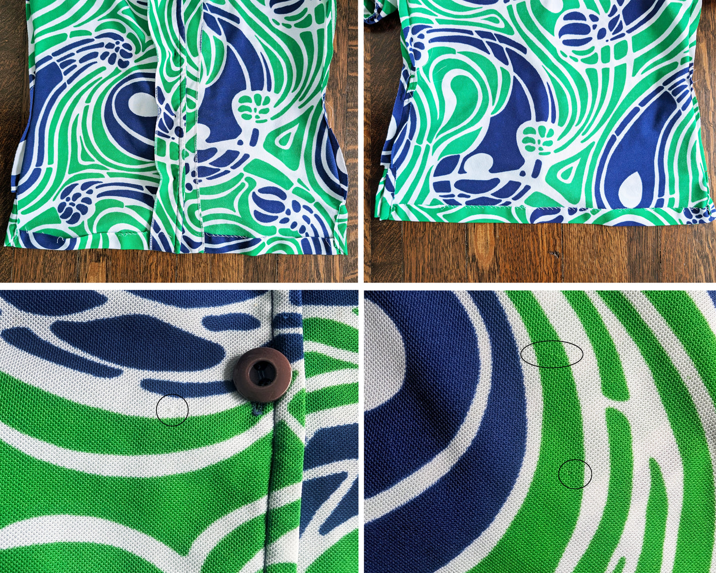 Vintage 1970s Blue & Green Psychedelic Blouse | medium large