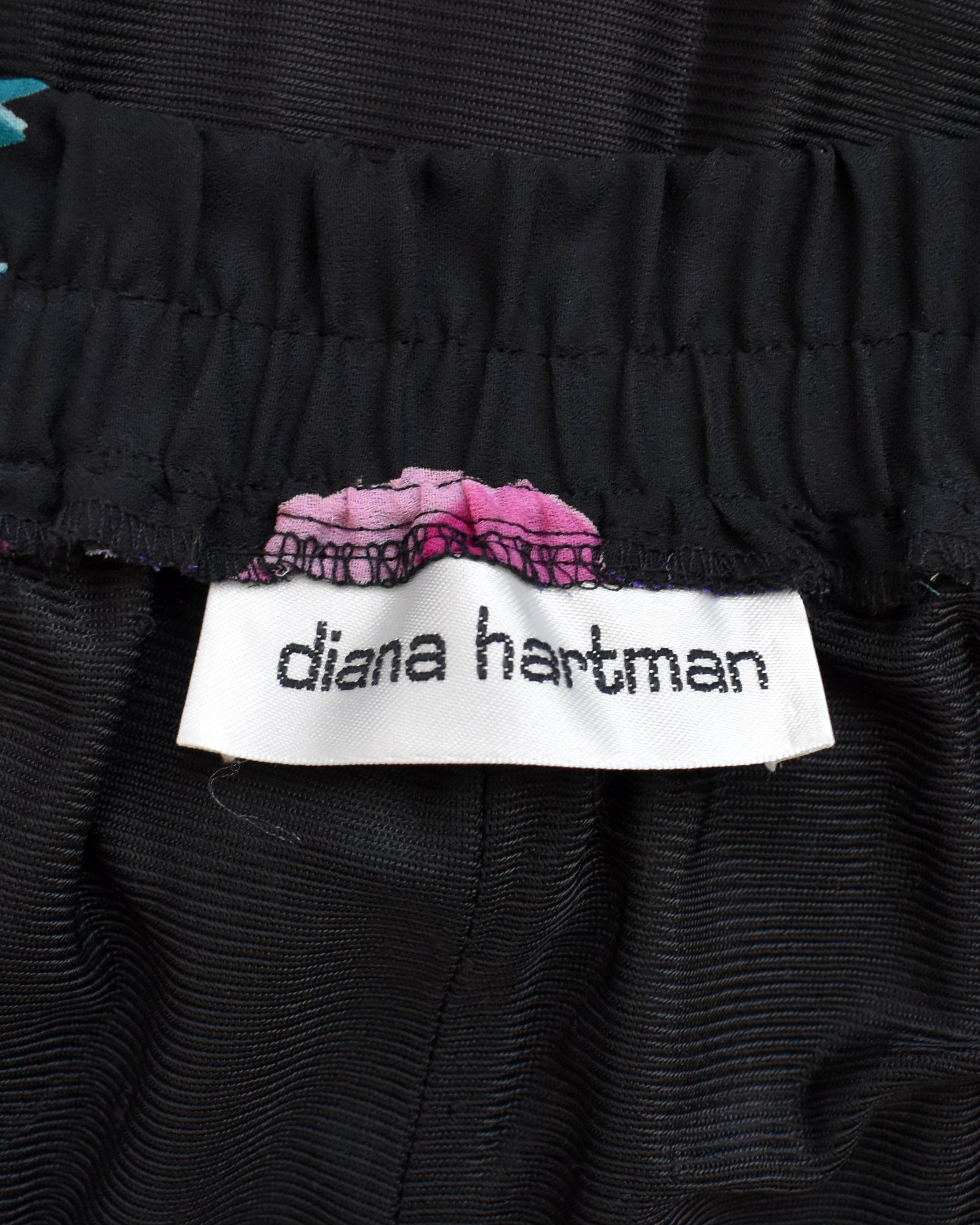 Black fabric with a 'diana hartman' label