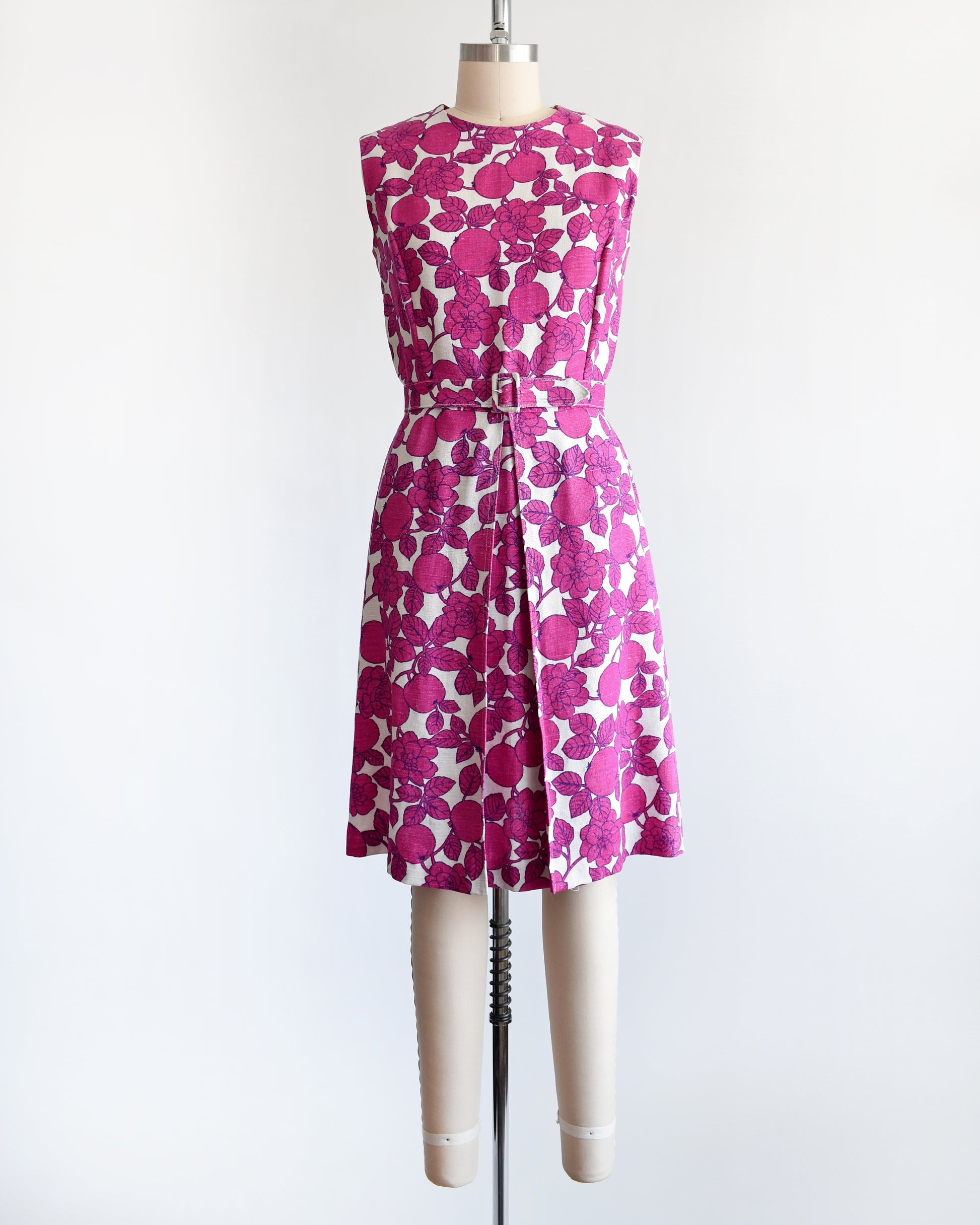 Vintage 1960s Magenta Floral & Fruit Dress Vintage 1960s Magenta Floral & Fruit Dress