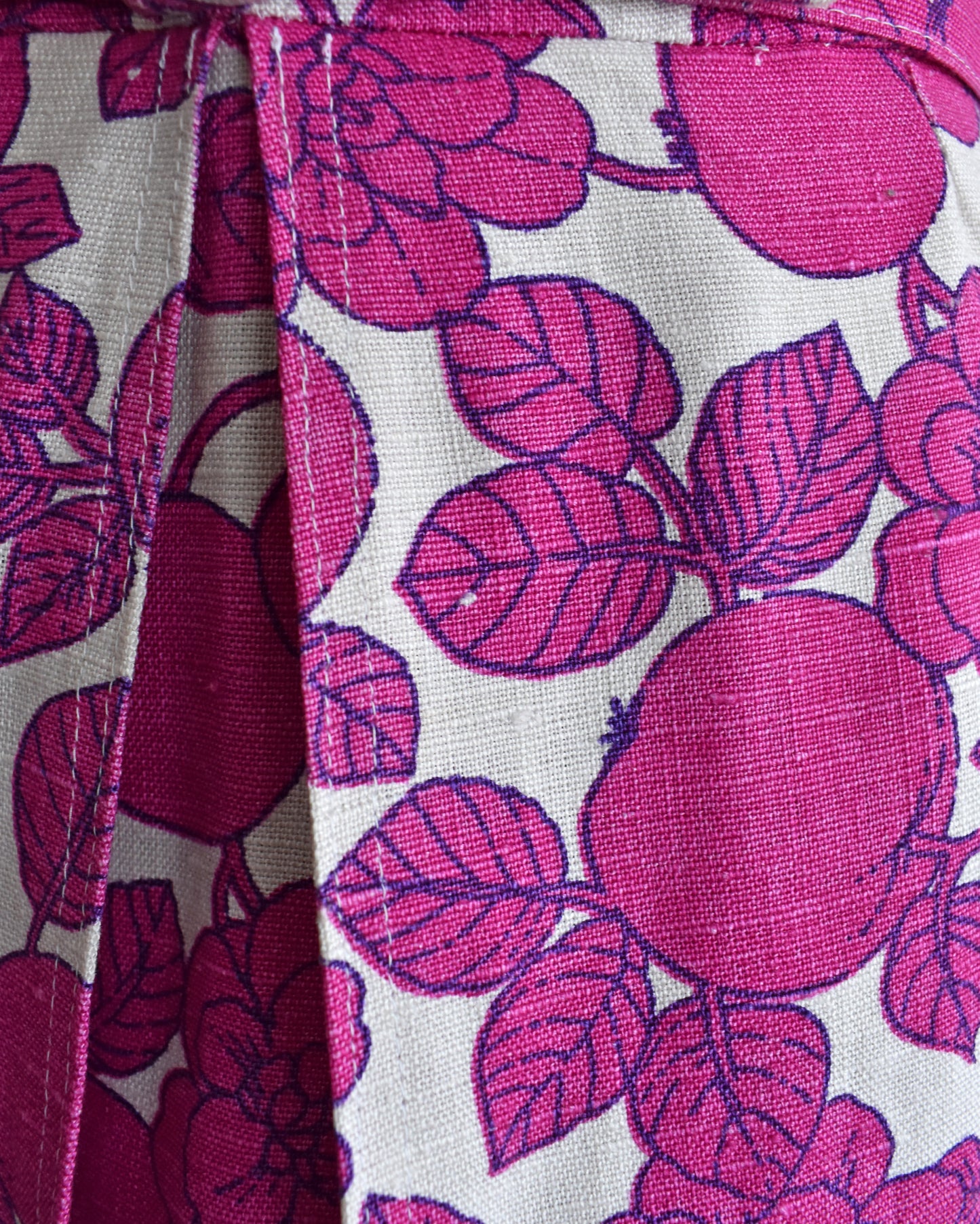 close up of the print on the skirt of the dress