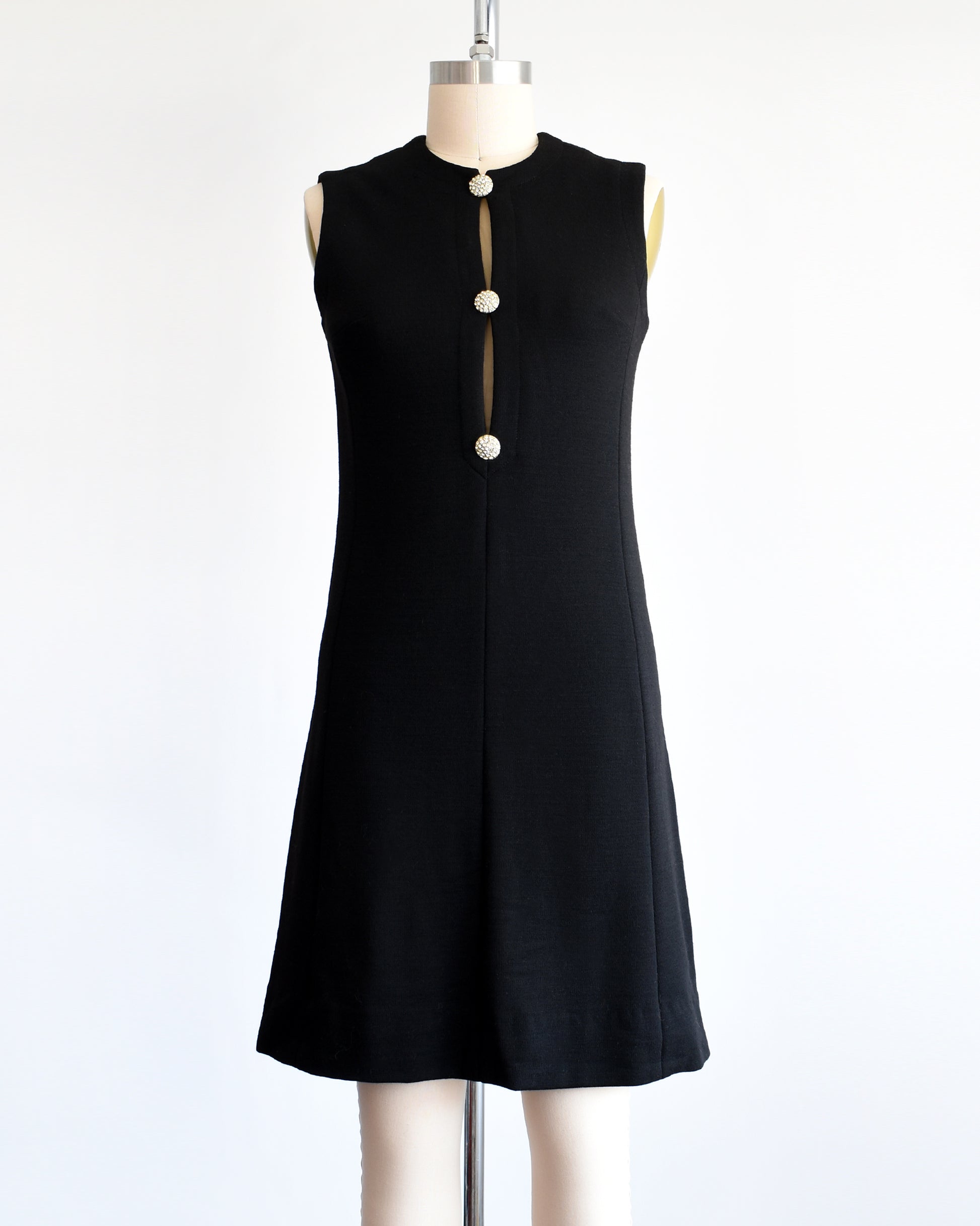  a vintage 1960s black keyhole rhinestone dress