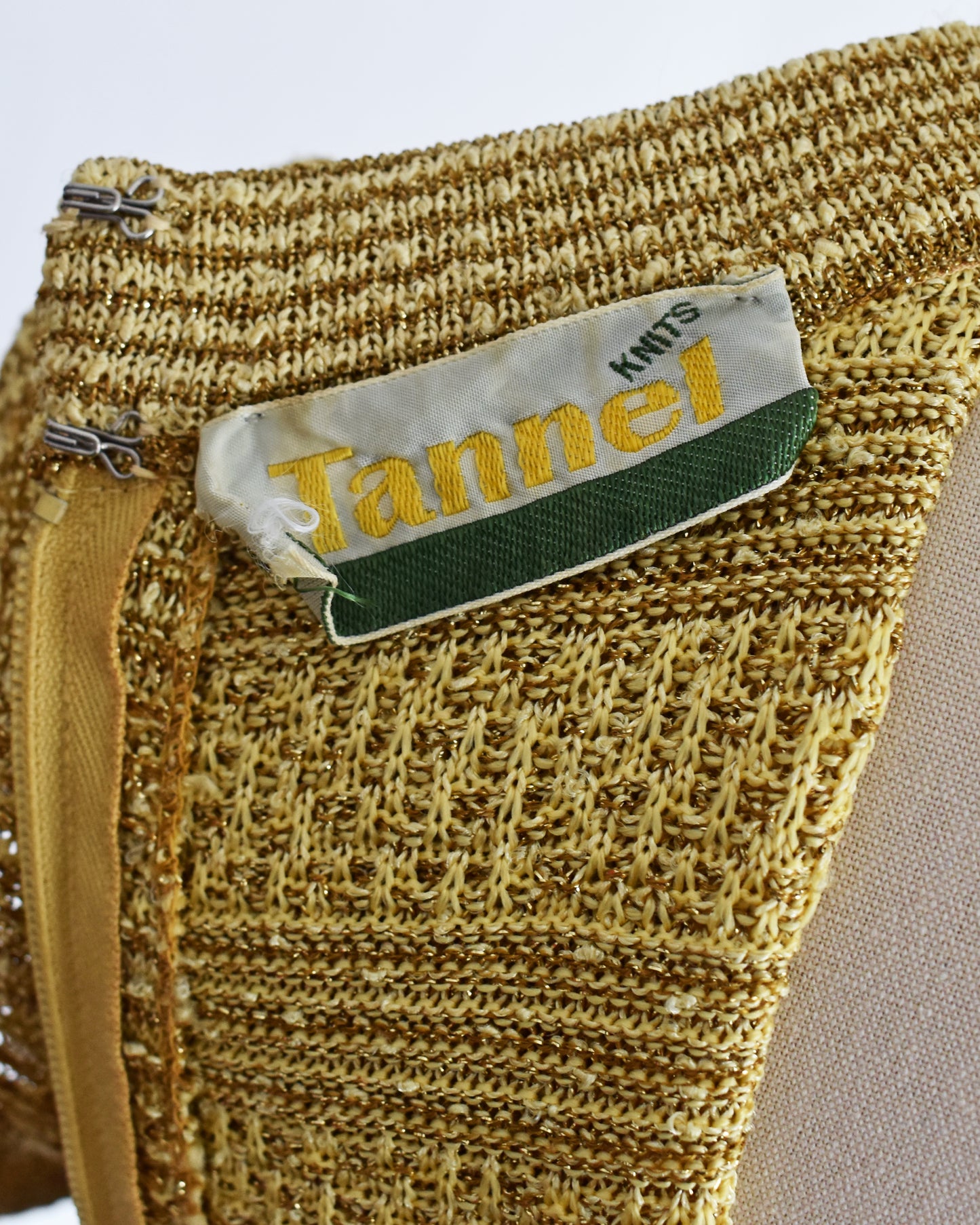close up of the 'Tannel Knits' label