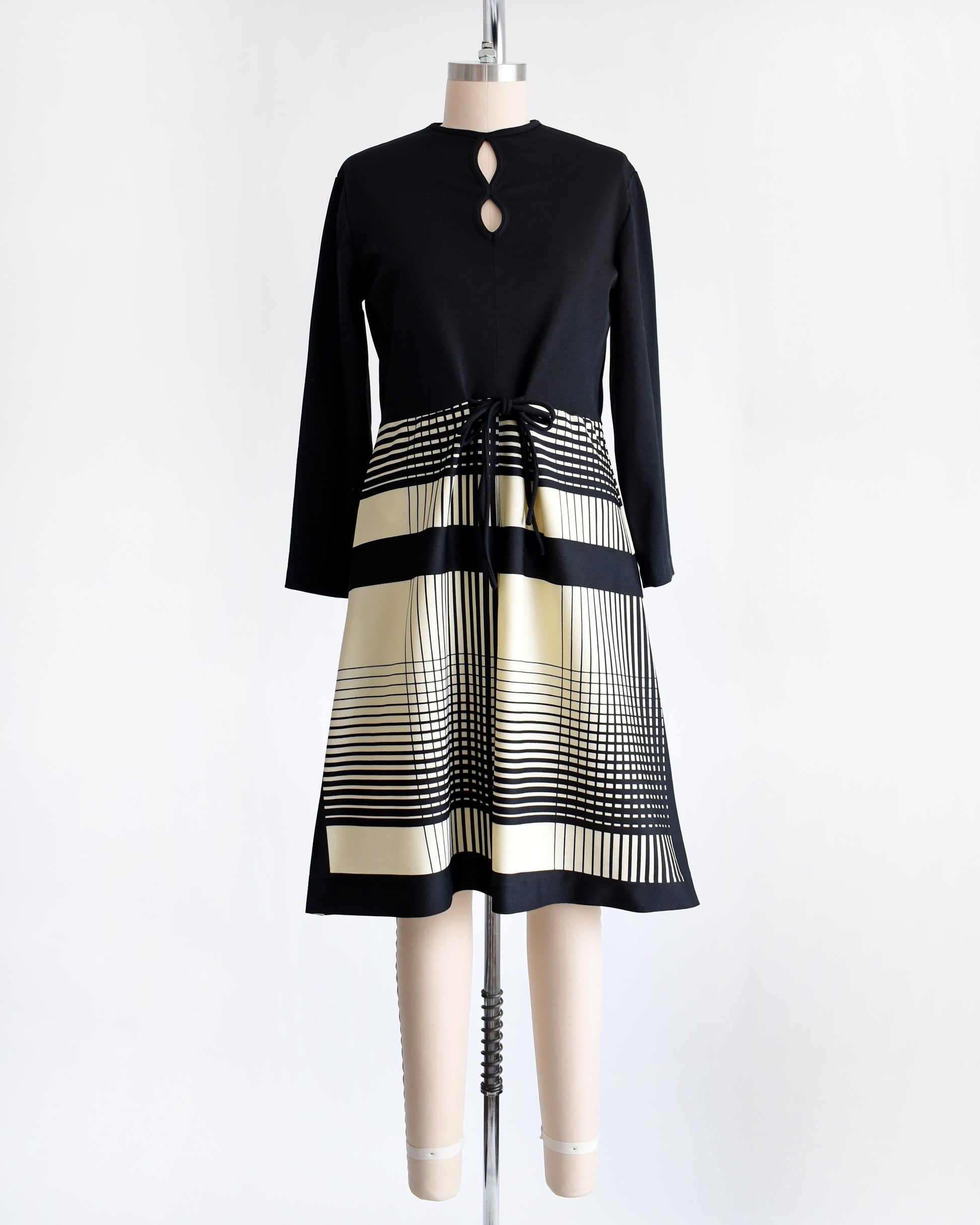Vintage 70s Black & Cream Striped Dress | medium Rust Belt Threads Vintage 70s Black & Cream Striped Dress | medium Rust Belt Threads
