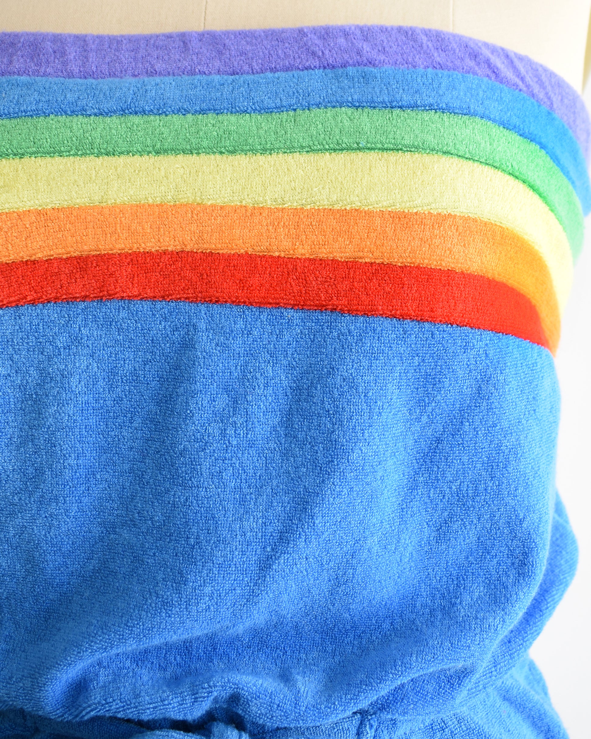 close up of the rainbow stripe on the top