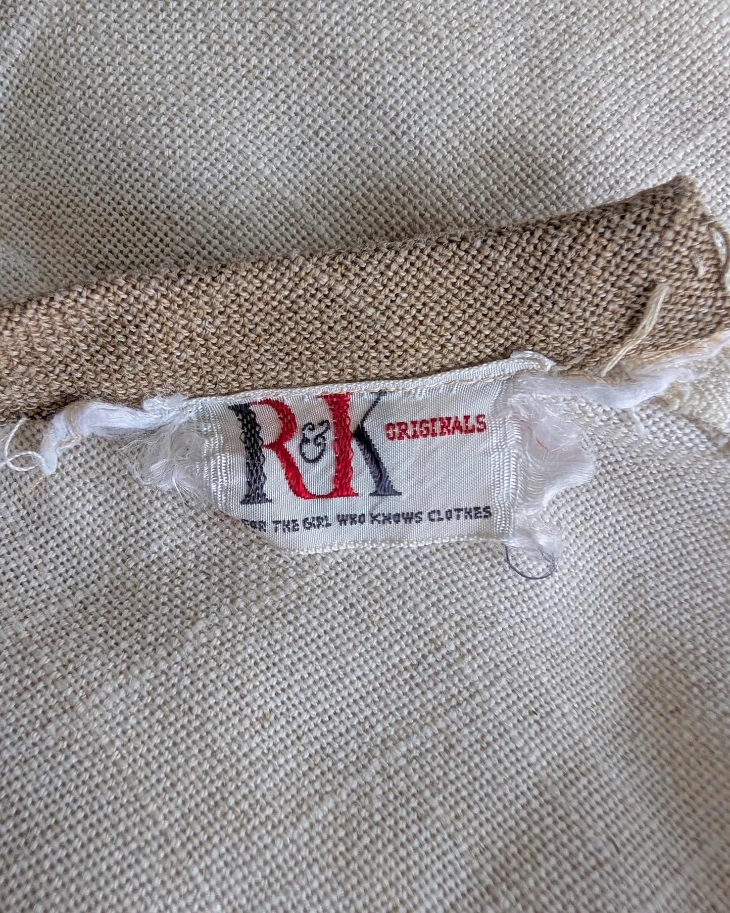 close up of the R&K Originals tag
