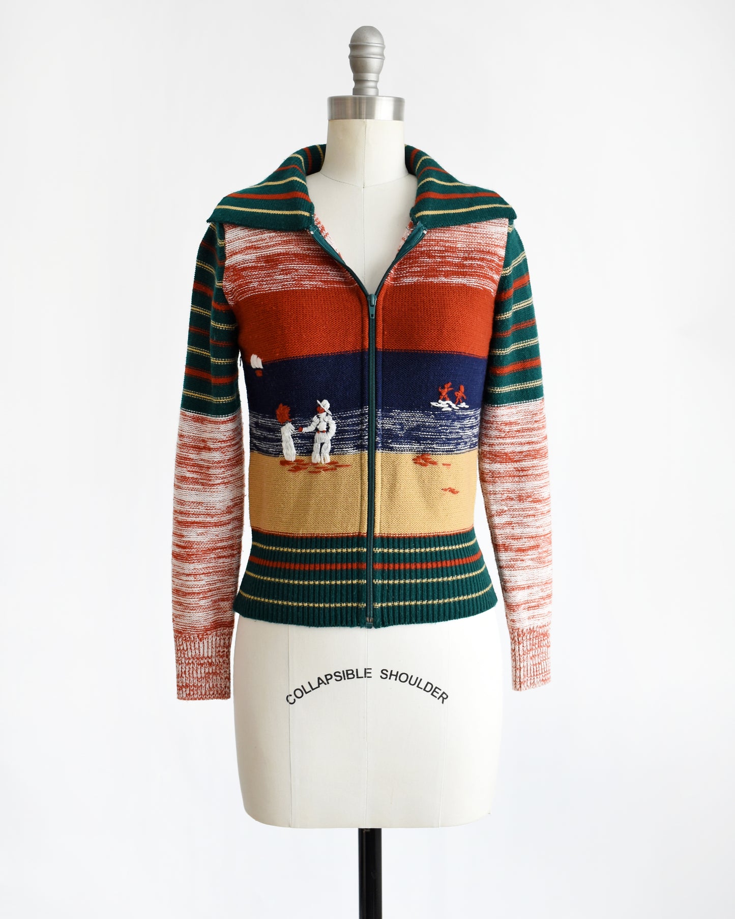 vintage 1970s scenic novelty space dye cardigan