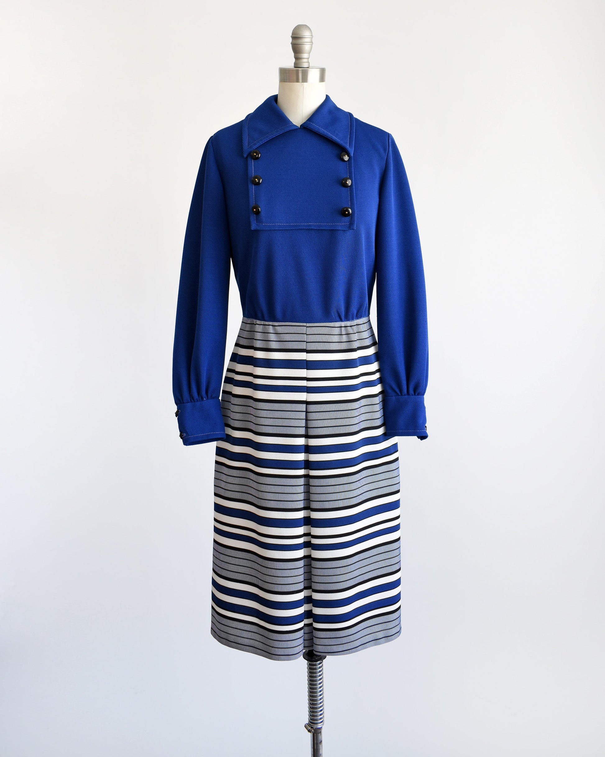 Vintage 1960s Blue Striped Mod Scooter Dress | small Vintage 1960s Blue Striped Mod Scooter Dress | small
